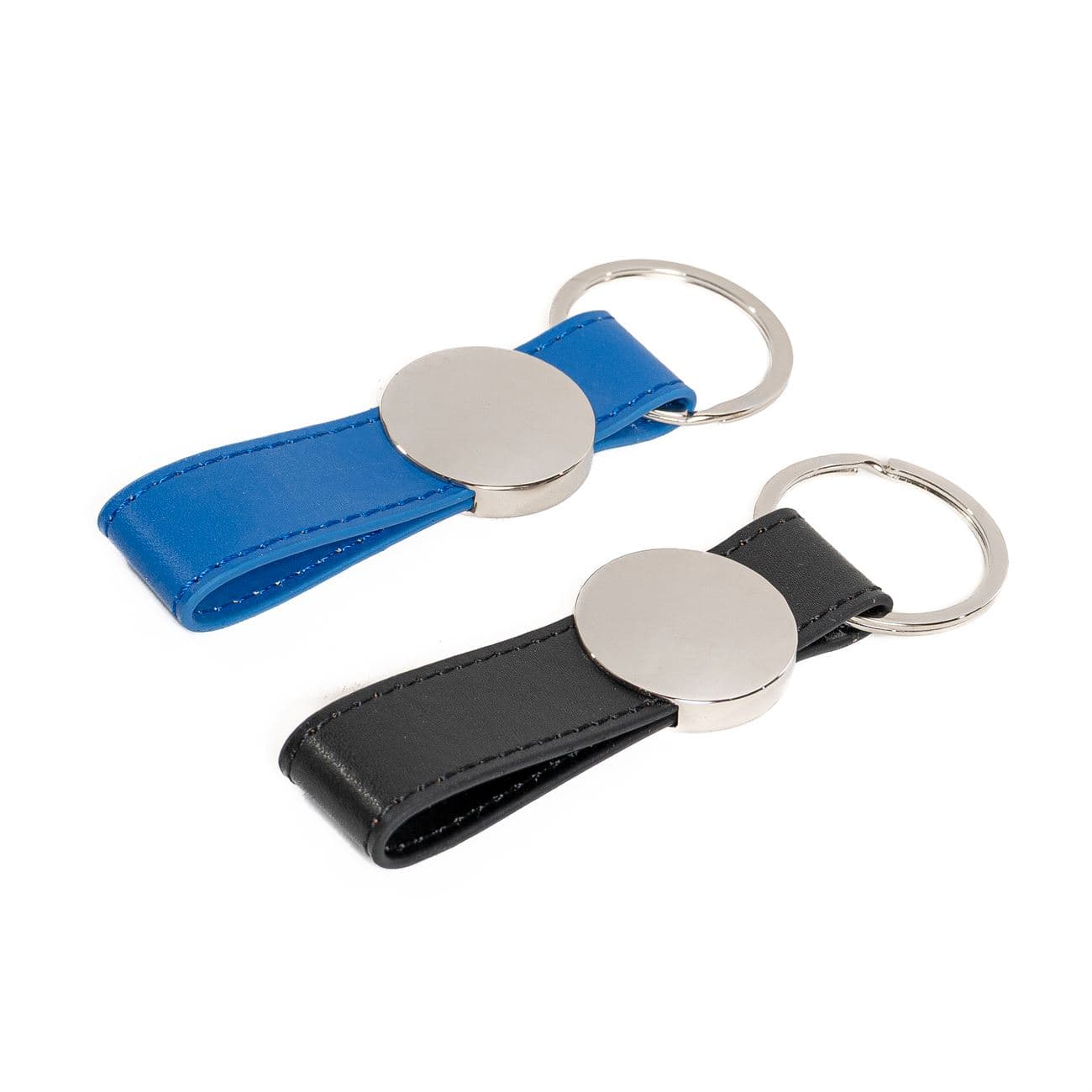 Llavero metal circular con simil cuero