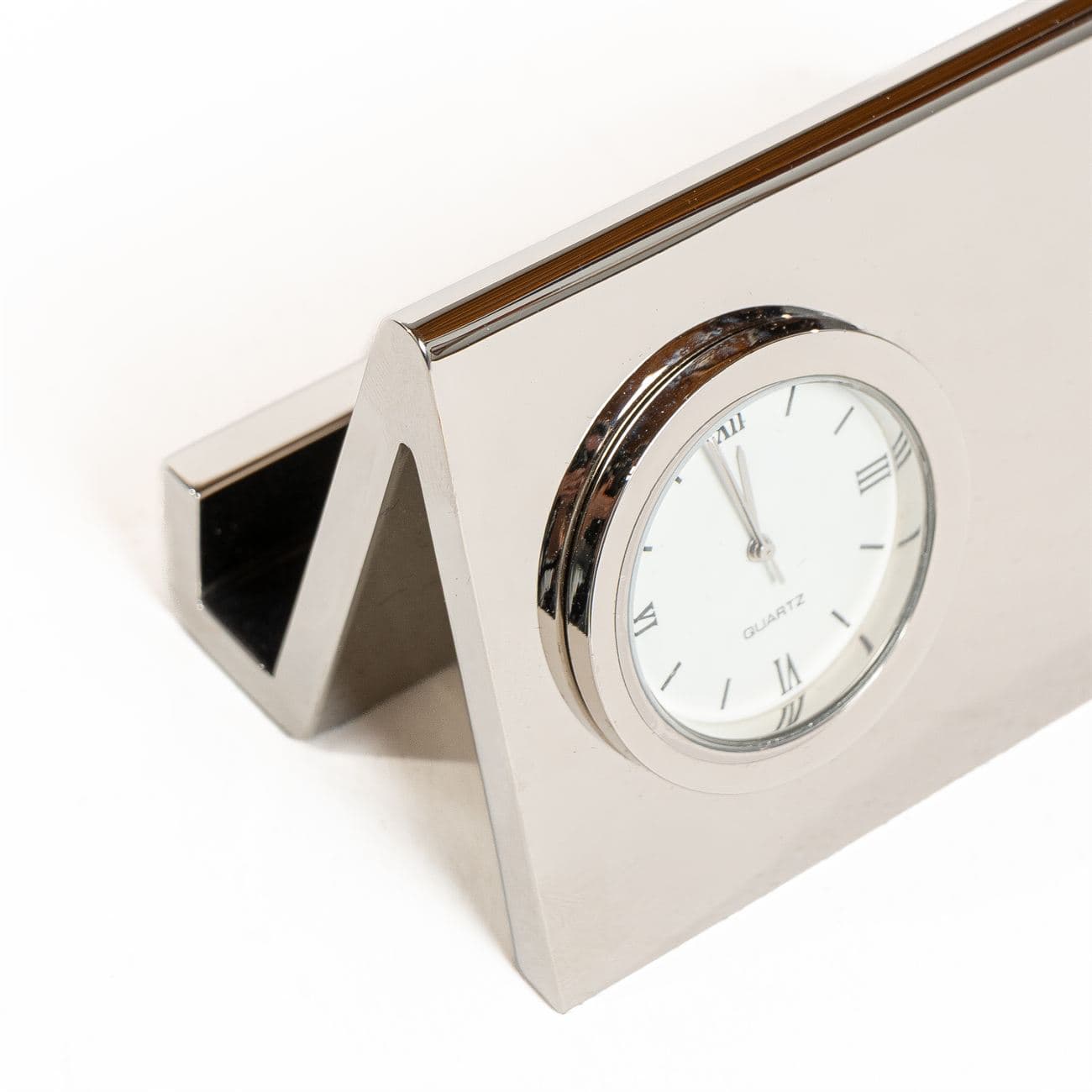 Reloj de Escritorio Metálico con Porta tarjetas
